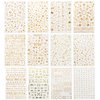 TailaiMei 12 Sheets Gold Moon Star Nail Stickers, 3D Metallic Laser Self-Adhesive Nail Art Decals for Women Manicure DIY or Nail Salon(1000Pcs)