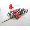 Retro boho alligator hair claw clip with crystals (Primary color: Pink)