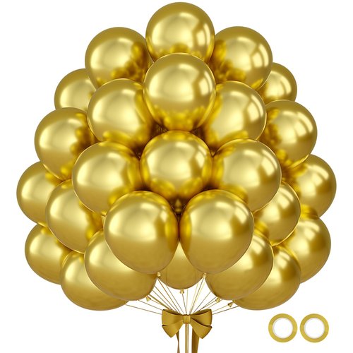 110pcs Gold Balloons 12 Inch Metallic Chrome Gold Balloon Garland Arch Kit for Birthday Baby Shower Anniversary Graduation Wedding Party Decorations