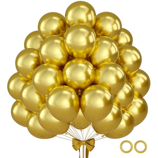 110pcs Gold Balloons 12 Inch Metallic Chrome Gold Balloon Garland Arch Kit for Birthday Baby Shower Anniversary Graduation Wedding Party Decorations