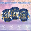21st Birthday Party Supplies 21st Navy Blue and Gold Birthday Decor Includes Plates Napkins 21 Years Old Birthday Decoration Supplies for Boys Girls Men Women