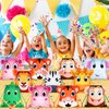 Hillban 16 Pcs Animal Drawstring Bags for Kids Party Favors Drawstring Backpack with Ear for Safari Birthday (Jungle Style)