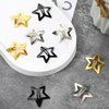 Wanmu Star Hair Clips, 1.6" Cute Star Snap Barrettes, Rave Star Headpiece Accessories, 2000s Y2K Silver/Gold/Black Metal Star Hair Barrettes for Girls Women