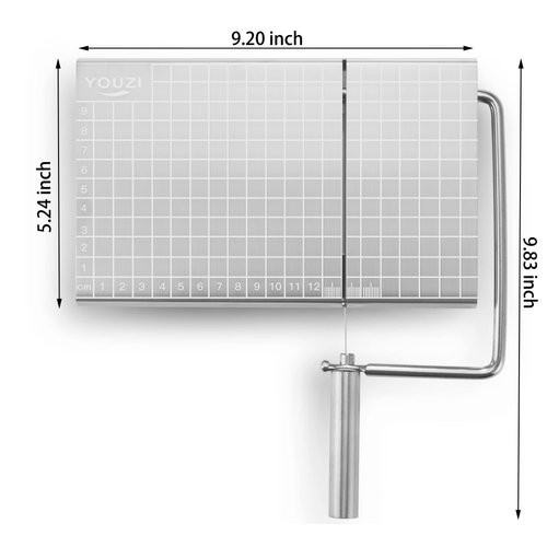 Stainless Steel Cheese Slicer with 10 Replacement Wires, Metal Cheese Cutter and Cutting Board - For Block Cheese