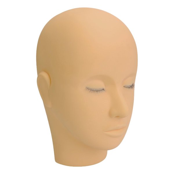 Eyelash Extension Mannequin Head, Lash Extension Doll Head Practice 3 Layer Lashes Soft Silicone Makeup Elastic for Beginner for Cosmetic Store (Light Coffee)