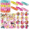 WOOACME Princess Peach Birthday Party Supplies, Princess Peach Party Favors Include 12 Bracelets, 12 Button Pins, 50 Stickers, Princess Peach Theme Party Favors
