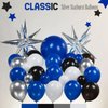 FROUFING Royal blue and black white silver balloon Garland arch Arch Kit 119 PCS with star balloons for boy baby shower Class of 2024 graduations decorations man Birthday Party supplies