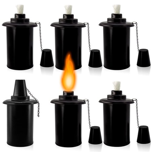 TaoTazon Torch Replacement Canisters 12oz, Outdoor Refillable Canister with Wicks and Caps, Bamboo Citronella Torch Cans for Patio, Garden