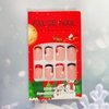 French Tip Christmas Press on Nails Short Square Fake Nails Black Red Santa's Hat Acrylic Glue on Nails Full Cover Short Christmas Stick on Nails Winter Holiday Artificial Nails for Women, 24Pcs