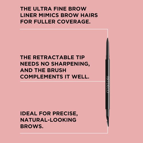 ARTDECO Ultra Fine Brow Liner - Coal - Thin Twist-Out Tip Creates Ultra-Fine Lines - Integrated Grooming Brush - Smudge-Proof & Waterproof - Eyebrow Pencil - Eye Makeup - Vegan - 0.03 Oz