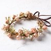 KorViSHOW Girls Fashion Flower Crown - Golden Leaf Champagne Flower Headband Fashion Elegant Floral Headpiece Romantic Hair Wreath for Women Wedding Halloween Christmas