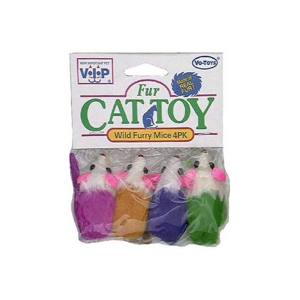 Vo-Toy Multi-Color Shorthaired Mice Cat Toy 2 Inch 4 Count