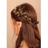 Kercisbeauty Boho Black Crystal Hair Comb for Wedding Brides Bridesmaid Gold Beads Hair Piece for Women and Girls