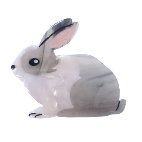 Cute Bunny Hair Clip,Acetate Hair Claw,Small Hair Clips for Women,Grey