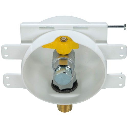 Water-Tite 88106 Mini Round Gas Outlet Box - 1/2-Inch Valve for Iron Pipe, White Plastic