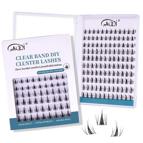 GAQQI Lash Clusters Manga Eyelash Clusters 10-14mm Wet Look Spiky Cluster Lashes 120PCS, Cluster Eyelash Extensions C Curl, Invisible Band Ultra-thin & Soft Clear Band False Lashes (HEROINE)