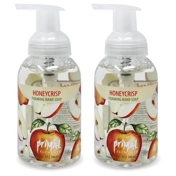 Primal Elements Nourishing Foaming Hand Soap, Gentle Hand Wash for Softer and Cleaner Hands, Washes Away Dirt – 9.5 FL OZ (Honeycrisp, 2-Pack)