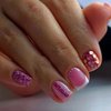 Square Short Fake Nails Acrylic Press on Nails Glitter Sequins False Nails with Designs Rose Pink Full Cover French Tip Glue on Nails Short Length for Women 24 Pcs