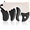 IRIVER BLANK Gua Sha Facial Tools Set of 4 - Premium Bian Stone for Face & Body: Glowing Massage, Daily Skincare Routine, Age-Rewinding, Face Lifting & Slimming Beauty Kit for Woman Man(Black)