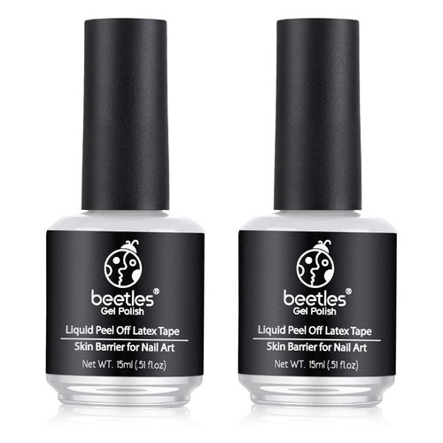 beetles Gel Polish Latex Liquid 2 * 15ml Nail Simple Peel off Cuticle Guard for Nail Polish Nail Art Liquid Latex Barrier Protector White Gel Polish Manicure Nails Design for women