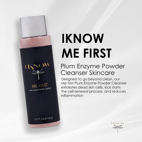 IKNOW ME FIRST Plum Enzyme Powder, Cleanser for Radiant Skincare, Facial Scrub to Complexion, Gentle Banana Powder Face Wash for Minimalist Skincare Routine (3.17oz)