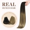 GOO GOO Clip in Hair Extensions Real Human Hair, 18inch 130g 7Pcs, 2/6/18 Balayage Brown to Dirty Blonde, Remy Human Hair Extensions Clip ins for Women, Natural Human Hair