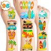 8 Sheets (96PCS) Surf Temporary Tattoos Surfing Beach Theme Birthday Party Decorations Favors Supplies Stickers for Kids Girls Boys Gifts Classroom School Prizes Rewards