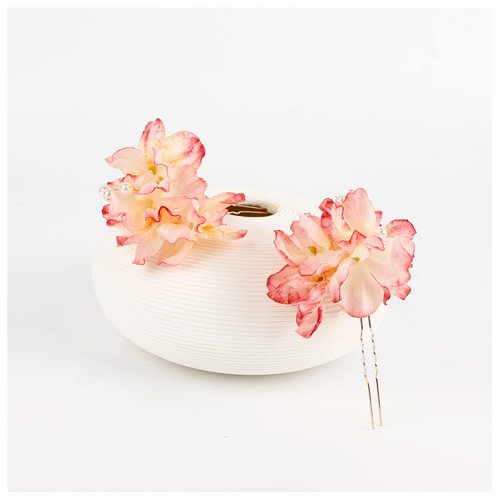 Decorative Pink Hair Pins Set with Pearls for Women - Beautiful Accessories for Prom and Wedding