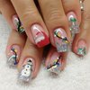 24Pcs Christmas Nails Glitter Silver French Tip Press on Nails Short Square False Nails Christmas Press ons Coloured Light Xmas Hat Full Cover Fake Nails Snowman Glue on Nails for Winter Acrylic Nails