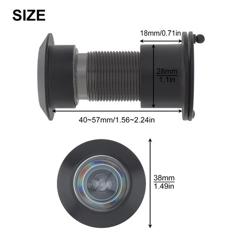 HOJLKLD Door Viewer Peephole, Solid Brass 220-degree Peephole with 1-1/10" (28mm) Drill Bit for 1-21/32" to 2-1/8" Doors, Matte Black Peephole for Home Office Hotel