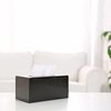 MyGift Modern Black Wood Grain Tissue Box Cover with Easy Refill Slide Out Bottom, Refillable Bathroom Facial Napkin Tissue Box Holder
