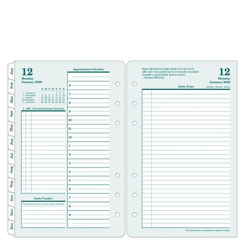 FranklinCovey - Original Planner Refill | Two Pages Per Day - Ring-Bound Planner (Compact, Jan 2026 - Dec 2026)