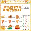 Refavor Pizza Party Decorations - 11PCS Pizza Birthday Party Decorations Pizza Happy Birthday Banners Hanging Swirl Pizza Theme Honeycomb Centerpieces Table Decor Supplies Pizza Decorations for Party
