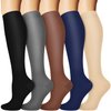 5 Pairs Knee High Graduated Compression Socks For Women and Men - Best Medical, Nursing, Travel & Flight Socks - Running & Fitness - 15-20mmHg (L/XL, Assorted 2)