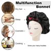 Satin Bonnet Silk Sleep Cap Hair Bonnets for Women Stretchy Tie Band Hair Cap for Curly Hair Silk Hair Wrap(Black+Red)