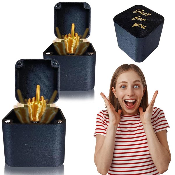 Middle Finger in a Box, Halloween Favors Middle Finger Surprise Gift Box, Spoof Hand Prank Pop-up Gift Box, Halloween Party Decorations Accessories, Christmas Novelty Funny Prank Gift Toys (2-Packs)