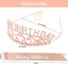BAHABY It's My Birthday Sash & Rhinestone Birthday Tiara Set Birthday Sash and Crowns for Women Happy Birthday Decorationss- Rose Gold