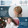 12 Pcs Christmas Snowflake Hair Clips Set Blue Silvery Rhinestone Metal Snowflake Hair Pins Winter Decorative Hair Accessories for Women Girls