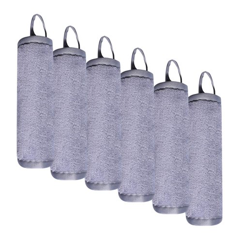 KLNYOO Microfiber Facial Cloths Face Towels Ultra Soft Fast Drying Washcloth Face Cloth for Bath 16 inch x 6 inch 6 Pack Gray
