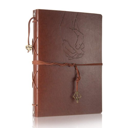 ThxMadam Leather Scrapbook Photo Album Vintage Wedding Guest Book DIY Memories Book with 60 Black Pages Present for Valentines Mother's Anniversary Day Birthday Christmas Gift for Wife Mum Daughter