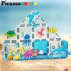 PicassoTiles Magnet Tile Building Blocks Marine Animal World Themed Playset with 8 Ocean Character Action Figures Magnetic Tiles STEM Learning Toy Construction Set Toddlers Boys Girls Ages 3+ PTQ25