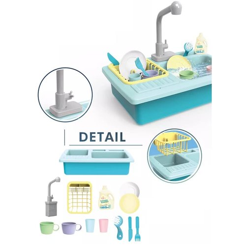 Exec-U-Gift Pretend Play Sink Set Pretend Kitchen Sink and Dishwashing Playset Plastic Diner and Playhouse ST A