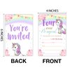 Qlnuk Unicorn 4th Birthday Invitations Four Ever Magical Unicorn Girl Forth Birthday Invites With Envelopes Set of 20