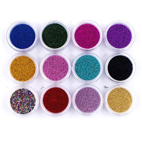 Minejin Nail Art Mini Beads 3D Colorful Caviar Charms Eye Makeup Decoration 12 Colors