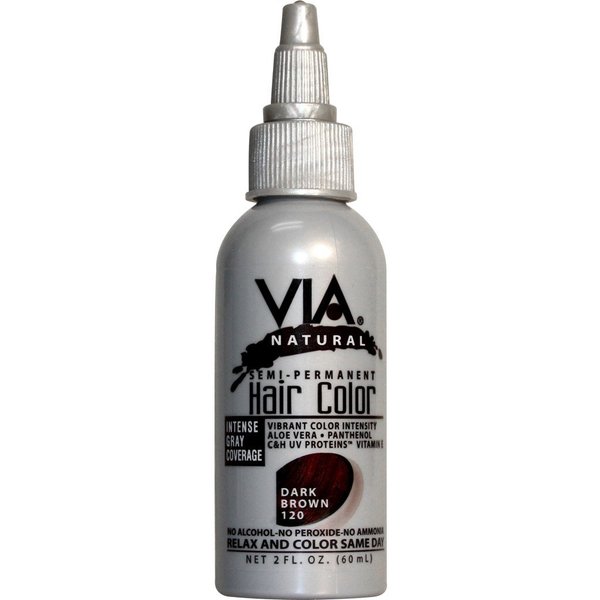Via Natural Semi-Permanent Hair Color, Dark Brown #120, 2 oz