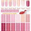 DANNEASY 12 Sheets Nail Polish Stickers Full Nail Wraps for Women Solid Color Fingernails Wraps Self Adhesive Nail Polish Strips Gel Nail Strips with Nail File, Cuticle Stick - Pink