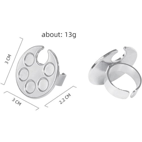 Silver Mini Manicure Palette Metal Paint Palette Finger Rings Nail Art Tools Makeup Palettes Nail Art Polish Tools, Makeup Palettes