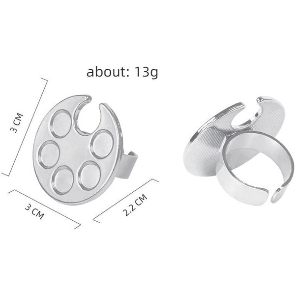 Silver Mini Manicure Palette Metal Paint Palette Finger Rings Nail Art Tools Makeup Palettes Nail Art Polish Tools, Makeup Palettes