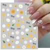 Flower Nail Art Stickers Decals Floral Daisy Nail Decals Spring Summer 3D Self-Adhesive Nail Art Supplies Pink White Petals Flowers Spring Nails Transfer Sticker for Manicure Nail Art Decoration 6PCS