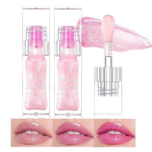 SHEEPFLY 2PCS Color Changing Moisturizing Lip Glow Oil，Long Lasting Lip Glow Oil Non-sticky Warm Change Glitter Lip Tint， Tinted for Lip Care and Dry Lips Gloss Lip Balm(2 boxe